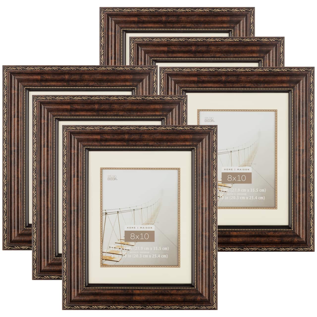 6 Pack: Bronze Ornate 8" x 10" Frame with Mat, Home Collection by Studio Décor®